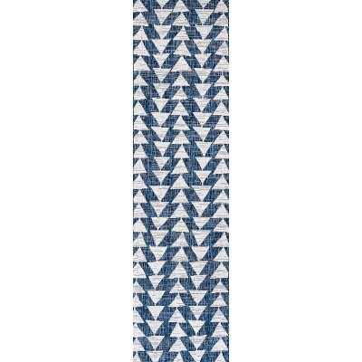 Ivory/Blue Moroccan-Inspired Geometric Synthetic Area Rug