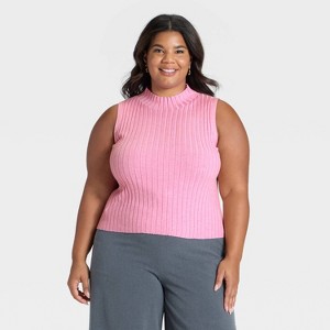 Women's Mock Neck Ribbed Sweater Tank - A New Day™ - 1 of 3