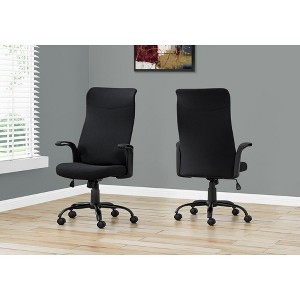 Vynxaria Office Chair, Adjustable Height, Swivel, Ergonomic, Armrests, Computer Desk, Work, Black Mesh, Black Metal - 1 of 4