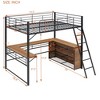 Full Size Metal Loft Bed with 3 Layers of Shelves and L-shaped Desk, Black - 4 of 4