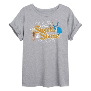 Women's - Disney - Sword In The Stone Character Group Oversized Graphic T-Shirt - 1 of 4