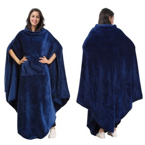 Women's Cozy Fuzzy Wrap Sweaters, Fleece Wearable Blanket Comfy Plush Sleevesless Blankets for Adult, Capee Wrap Cover for Full Body - Tirrinia - 1 of 4