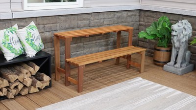 Brown Meranti Wood 2-Tier Outdoor Plant Stand with Teak Oil Finish