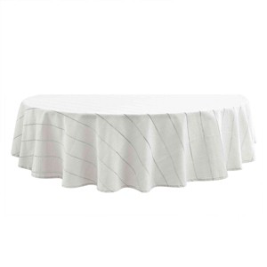 Izod Chadwick White Silver Lurex 70" Round Tablecloth - 1 of 3