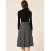 INSPIRE CHIC Women's Tartan Plaid High Waist Belted Vintage A-Line Midi Skirt - 4 of 4