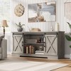 Garvee TV Stand for 65" Television, Modern Farmhouse Sliding Barn Door TV Stand, Entertainment Center TV Console, Grey - 3 of 4