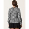 Allegra K Women's Peter Pan Collar Fashion Puff Long Sleeve Houndstooth Plaid Blouse - 4 of 4