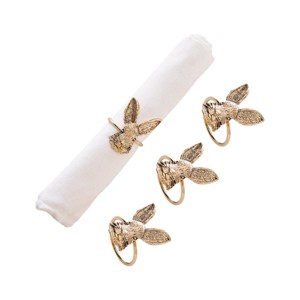 C&F Home 1.81" Easter Rose Gold Bunny Rabbit Head Decorative Tabletop Cloth Napkin Rings Set of 4 - 1 of 4