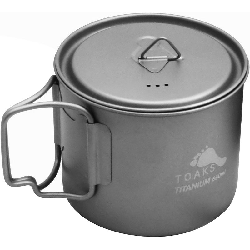 TOAKS 550ml Ultralight Titanium Camping Cooking Pot with Foldable Handles, 1 of 4