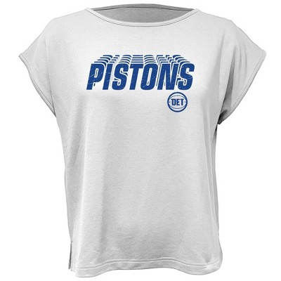 NBA Detroit Pistons Women's White Round Neck Short Sleeve T-Shirt