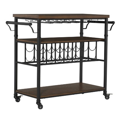 Austin Wine Cart Brown/Black - Linon