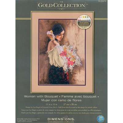 Dimensions Gold Collection Counted Cross Stitch Kit 11"X15"-Woman With Bouquet (18 Count)