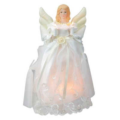 Kurt S. Adler 10" Lighted White Floral Angel Christmas Tree Topper - Clear Lights