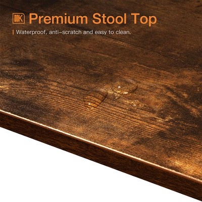 ODK 25.6 Inch Rustic Brown Wood and Metal Counter Stools
