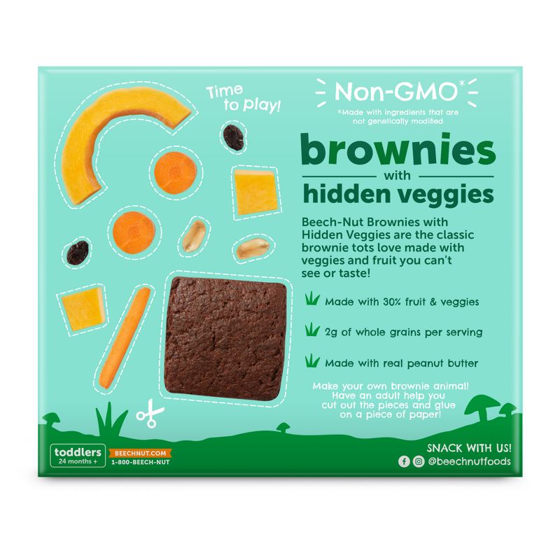 Beech-Nut Hidden Veggies Brownies Peanut Butter and Chocolate Toddler Snacks - 4.1oz/5pk, 2 of 9
