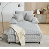 59-64.5" Oversized Chaise Lounge Chair with Adjustable Backrest, Corduroy Deep Seat Sleeper Sofa Bed for Living Room-3irtyhousy - 3 of 4
