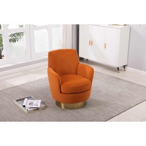 Racxily Orange Teddy Swivel Barrel Chair - 360° Noiseless Swivel Accent Chair, Comfy Reading Armchair for Living Room & Bedroom - 1 of 4