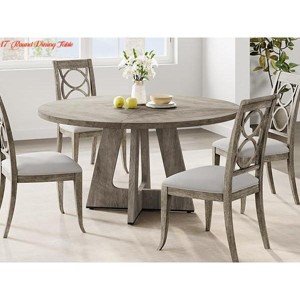 Kitchen 47 inch Round Dining Table for 4-6, Farmhouse Kitchen Table w/Wooden Pedestal Base, Gray Wood Top - 1 of 4
