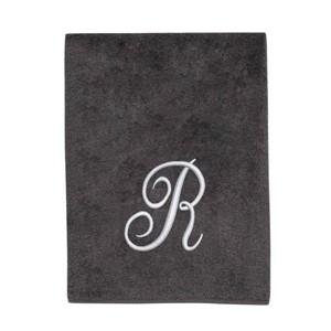 Avanti  Granite with Silver Script Monogram Bath Towel Letter   R - 1 of 3