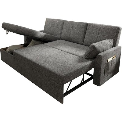 AMERLIFE 2 in 1 Pull Out Sofa Bed with Storage Chaise