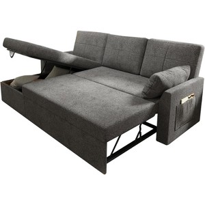AMERLIFE 2 in 1 Pull Out Sofa Bed with Storage Chaise - 1 of 4