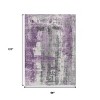 Purple And Ivory Abstract Washable Indoor Outdoor Area Rug - 3 of 4