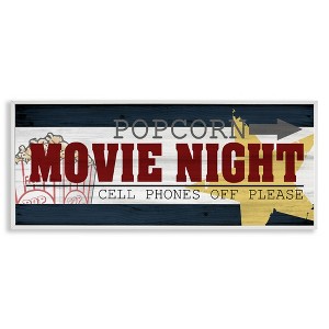 Stupell Industries Movie Night Vintage Sign Framed Giclee Art, White, 30" x 13" - 1 of 4