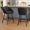 TUYOHW Teddy Fabric Counter Bar Stools Set of 2,Upholstered Bar Chairs with Metal Frame,Soft Backrest & Armrest,Dining Chair for Kitchen,Bar - 2 of 4