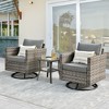 XIZZI Patio Outdoor Swivel Rocking Chairs Set of 2 with Side Table, 3 Pieces PE Rattan Wicker Patio Bistro Set with 360 Degree Rotation Chairs - 3 of 4