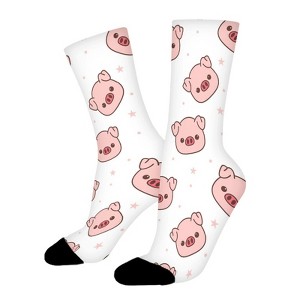 Pig Face Women Printed Crew Socks Funny Funky Socks Soft Polyester Novelty Gifts for Artists Men - 1 of 1