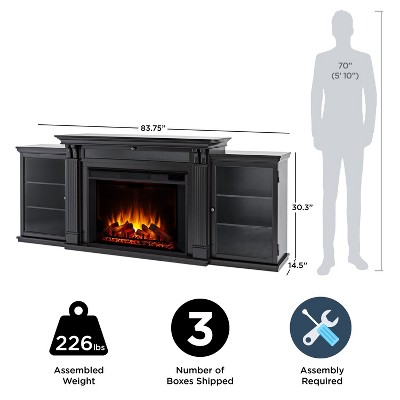 Tracey 84" Black Wood Electric Fireplace TV Stand