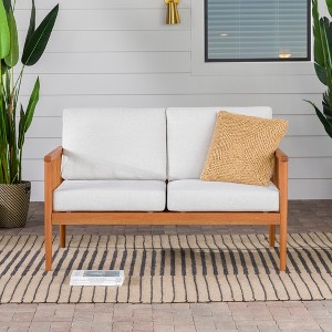 GDFStudio Colbert Patio Contemporary Cushioned Eucalyptus Wood 51.25" Loveseat - 1 of 4