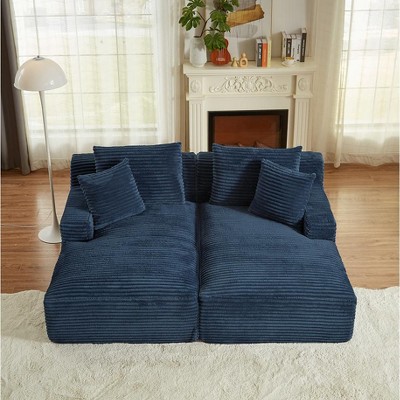 Dolonm 78.8" Double Sofa, Compressed Boneless Sofa Made of Corduroy, Requires No Installation,for Living Rooms Bedrooms