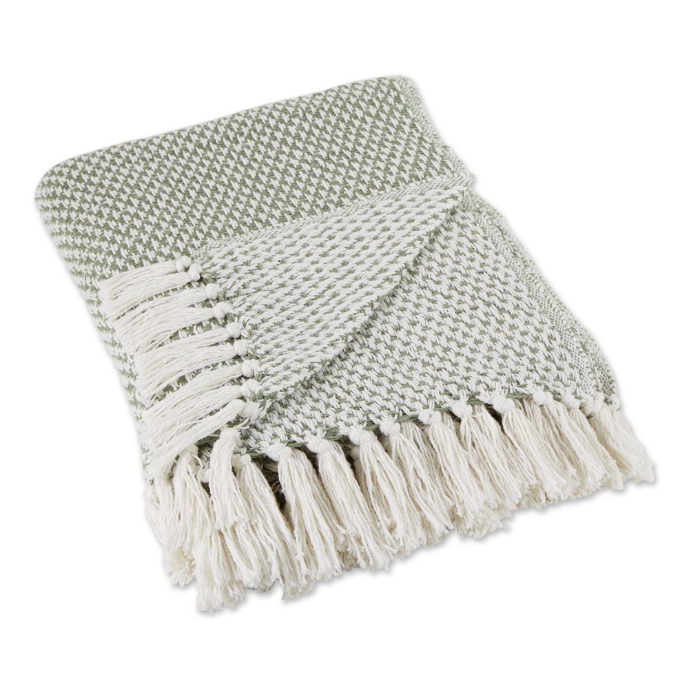 50"x60" Woven Throw Blanket Artichoke Green - Design Imports: Lightweight, Machine Wash, Cotton