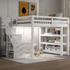 Merax Loft Bed with LED Light, Wardrobe and Ample Storage Space - 2 of 4