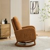 Modern Boucle Rocking Chair with Retractable Footrest, Upholstered Accent Lounge Chair with Wood Legs for Living Room or Bedroom–The Pop Home - 3 of 4