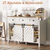 Farmhouse Buffet Cabinet with Sliding Barn Door, Rustic Sideboard with 3 Drawer, Removable Wine Racks and Adjustable Shelf for Dining Room, Kitchen - 4 of 4