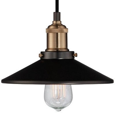 Emile 12" Bronze and Brass Mini Pendant with LED Edison Bulb
