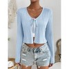 Women's Casual Tie-Front Cardigan - Lightweight Long Sleeve Knit Sweater with Chest Tie Detail - 2 of 4