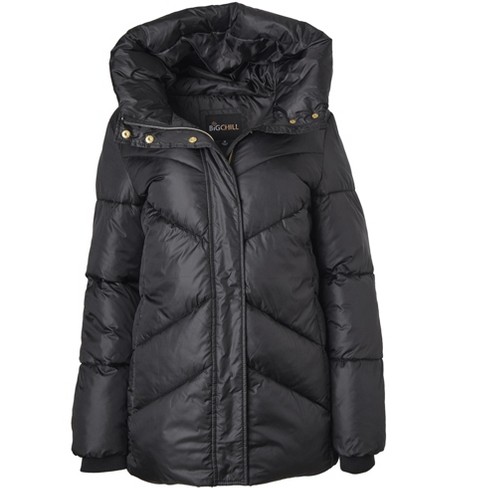 Big Chill Women's Down Blend Oversized Hood Jacket, Black, X Large