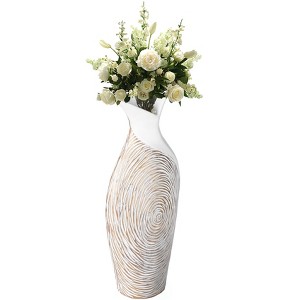 Uniquewise 17.5-inch Ribbed Ceramic White Vase - Modern Design for Entryway, Dining, or Living Room - Home Accent Piece - Elegant Decorative Vase - 1 of 4