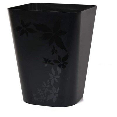 Black Floral Pattern Plastic Office Trash Bins - 12L, 2 Pack