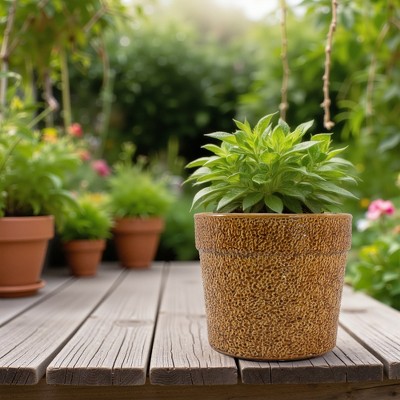 SpassWay 15" Dia Outdoor Indoor Ceramic Planter Pot Decorative Planter with Drainage Hole Patio Flower Pot