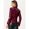 INSPIRE CHIC Women's Velvet Contrast Collar Shiny Metallic Cropped Sequin Blazers - 3 of 4