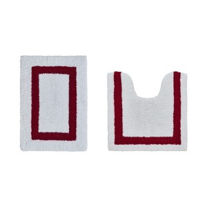 Hotel 2 PC Bath Rug 100% Premium Cotton Tufted Weave Two Tone Reversible Bathroom Rug, Super Soft Absorbent, Machine Washable Bath Mat - 1 of 4