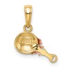 Black Bow Jewelry 14k Two Tone Gold 2D Baby Rattle Pendant, 14mm (9/16 inch) - 3 of 4