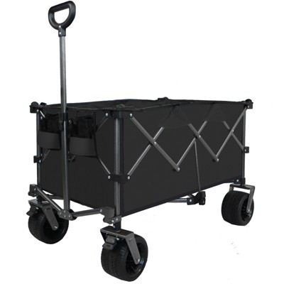 VisioGear Collapsible Wagon, Wagon Stroller, Foldable Wagon for Camping, and Garden Use, Black, 38.58"*24.02"*39.17"