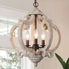 LNC Quaint 3-Light 15.5" Farmhouse Lantern Small Chandelier, Antique Bronze and Distressed White Wood - 2 of 4