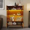 Famapy Bookshelf Contemporary Display Cabinet with Warm Light and Glass Front Multifunctional Bookcase Storage Cabinet - 2 of 4