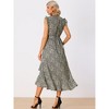 Allegra K Women's Floral Sleeveless Wrap V Neck Belted Ruffles Midi Sundress - 3 of 4